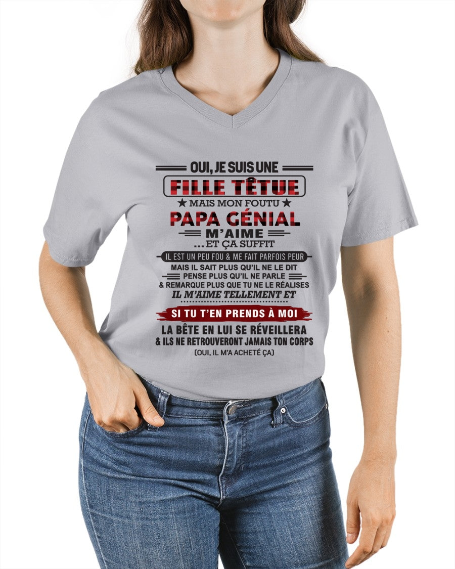 Oui, je suis une fille têtue – T-shirt | Cadeau d’anniversaire de papa pour sa fille - ccdi00 / fr00 (SKU2610-60-00)