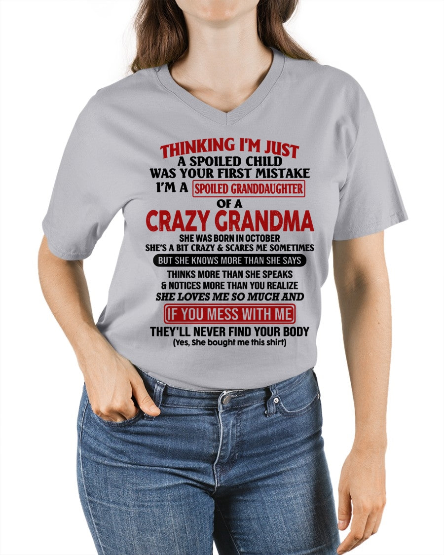 ccdi10 - Spoiled Granddaughter Of A Crazy Grandma - Birthday Gift From October Grandma (SKU2605-377-10)