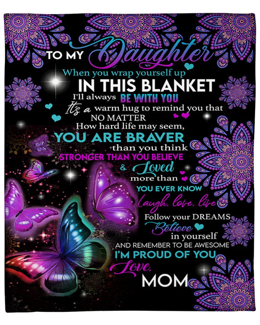To My Daughter - Gift For Daughter Sherpa Fleece Blanket - from mom