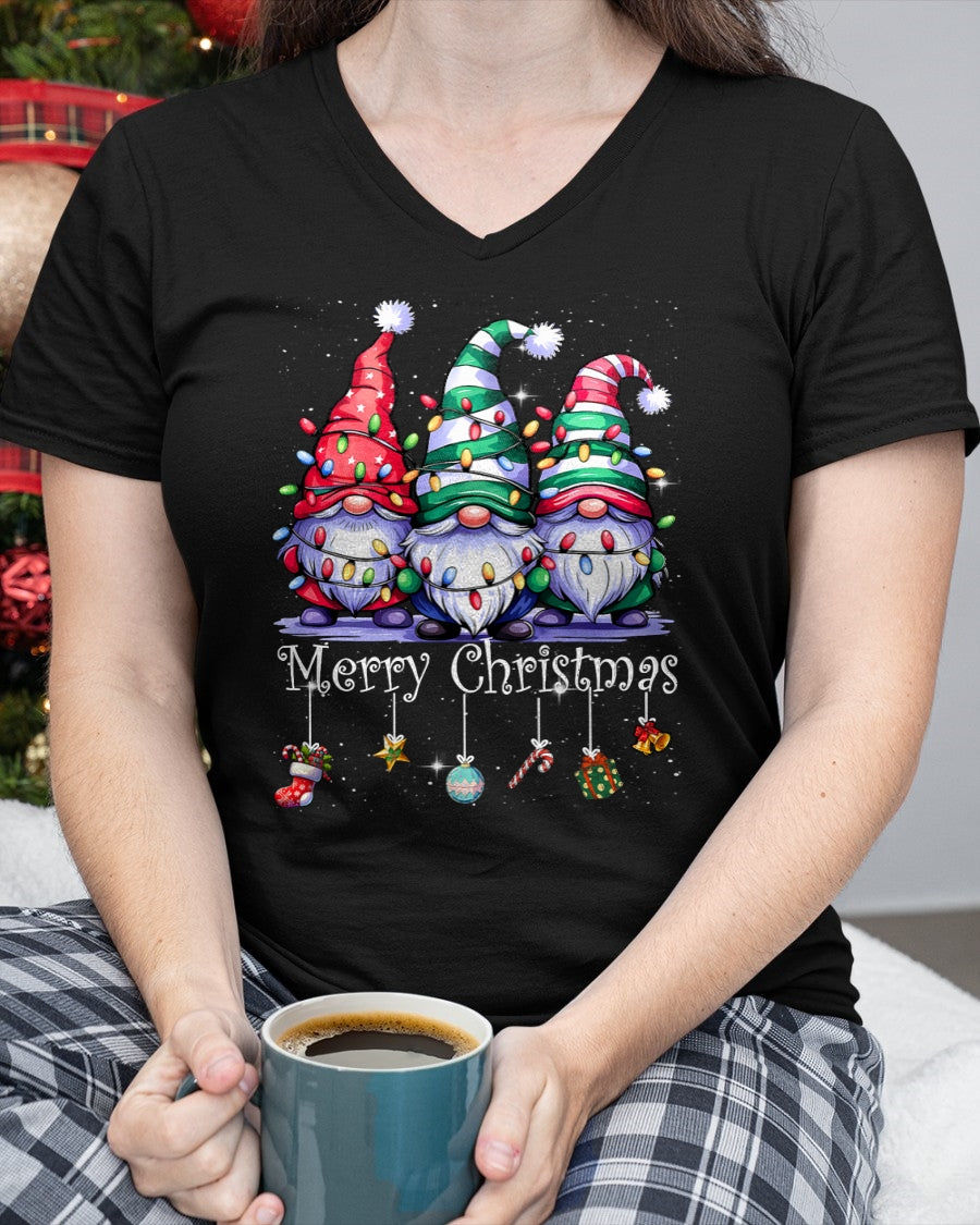 Cute Gnomes Merry Christmas Light Family Gnome Xmas Matching T-Shirt Men Women (SKU-MRCM-9) FMA