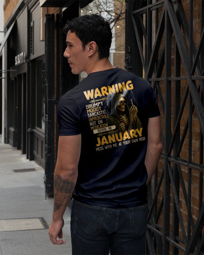 JANUARY - WARNING GRUMPY MOODY - BIRTHDAY T-SHIRT FOR MEN - MALE / CCDI01 (SKU26T-01-07-01)