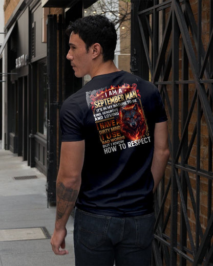 SEPTEMBER - DIRTY MIND BUT KNOW HOW TO RESPECT - PREMIUM DTG PRINT - BIRTHDAY T-SHIRT FOR MEN - CCDI09 (SKU2604-51-09)