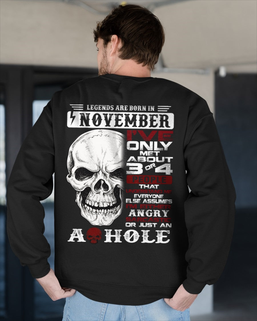 Legends Are Born in November Skull T-Shirt - male ccdi11 (SKU10-16-11)
