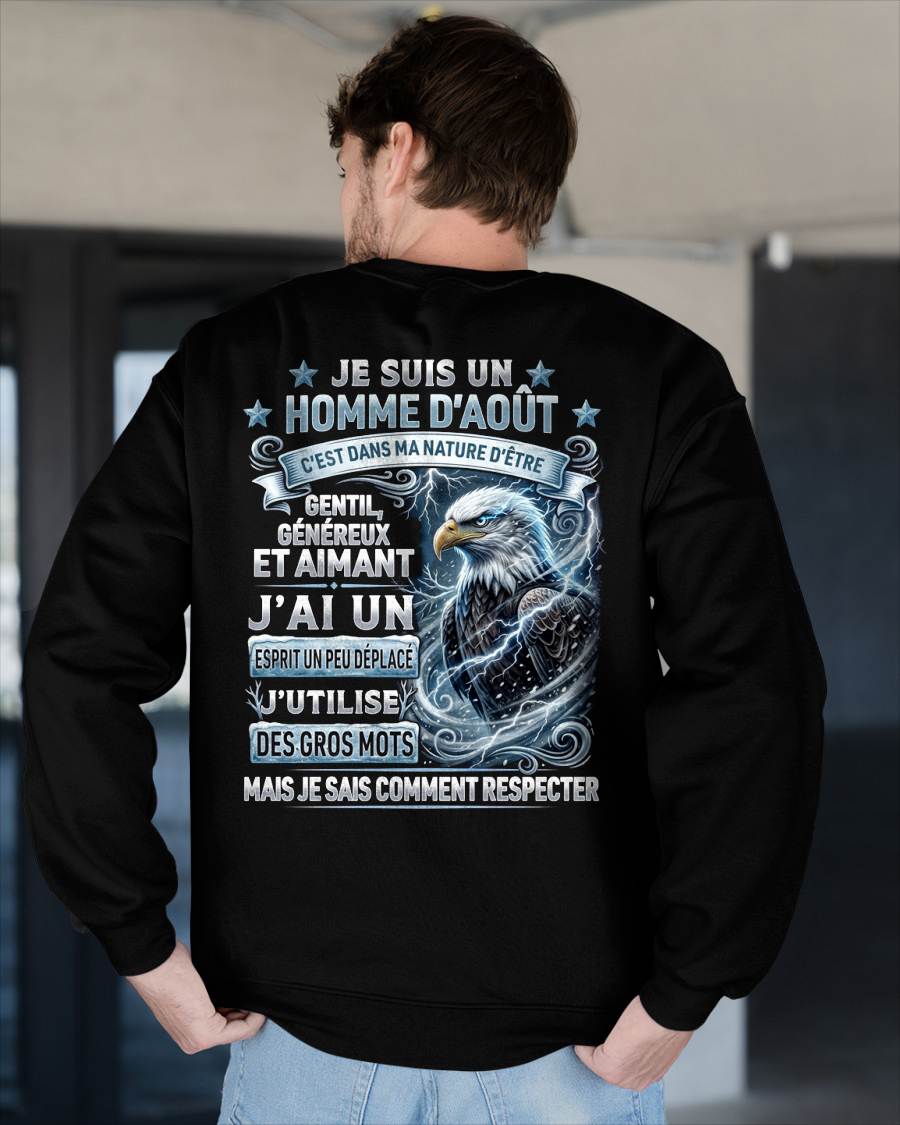 AOÛT – ESPRIT MALICIEUX MAIS SAIT RESPECTER - T-SHIRT ANNIVERSAIRE HOMME - IMPRESSION DTG PREMIUM - frCCDI08 (SKU2604-86-08)