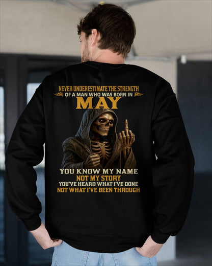 MAY - NEVER UNDERESTIMATE - BIRTHDAY T-SHIRT FOR MEN - MALE / CCDI05 (SKU26T-01-06-05)