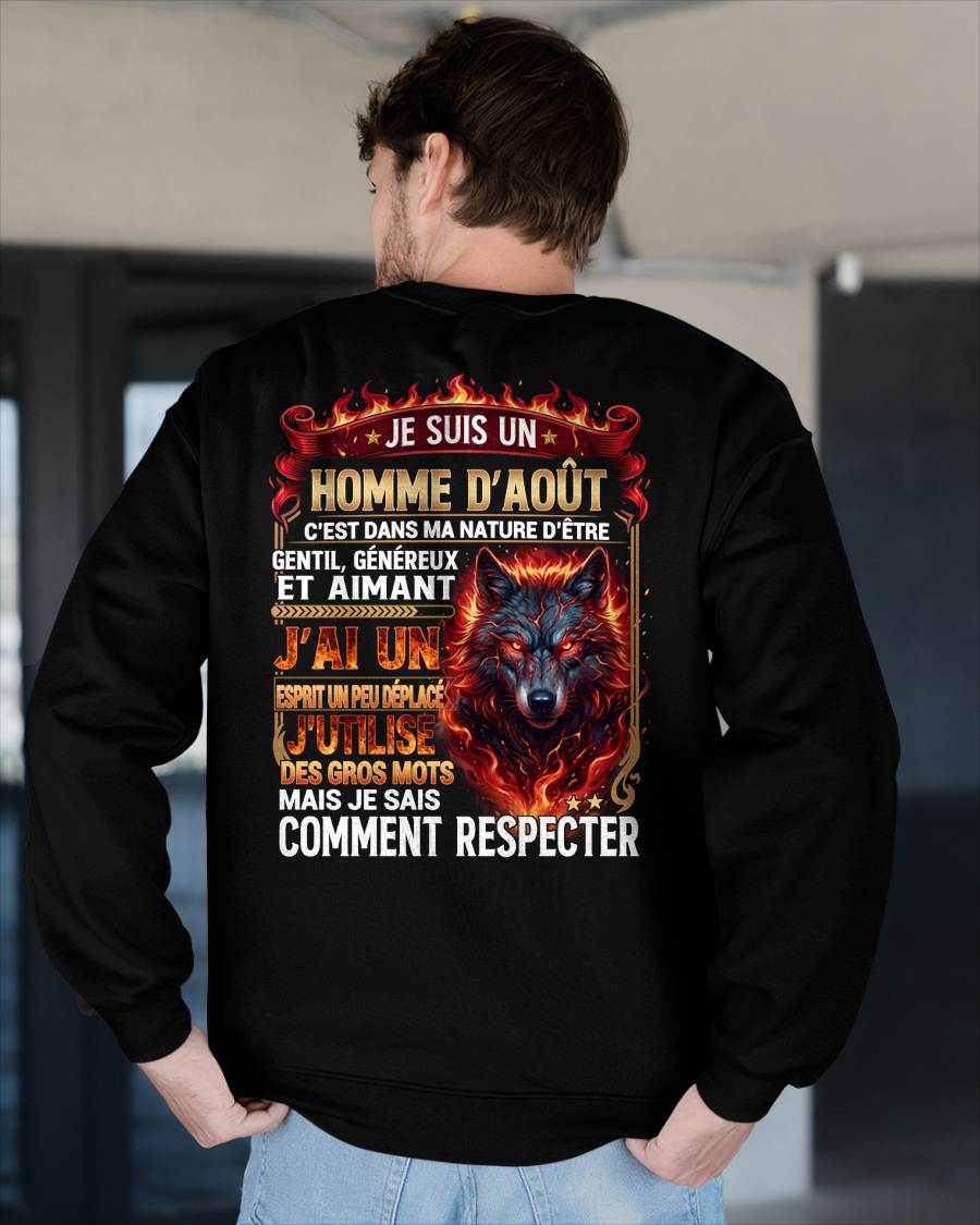 AOÛT – ESPRIT MALICIEUX MAIS SAIT RESPECTER - T-SHIRT ANNIVERSAIRE HOMME - IMPRESSION DTG PREMIUM - frCCDI08 (SKU2604-87-08)