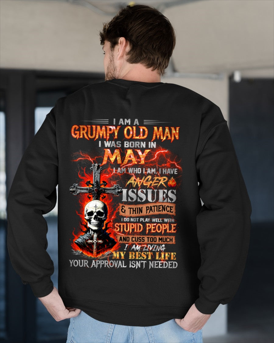 MAY - GRUMPY OLD MAN T-SHIRT - FUNNY SKULL ANGER ISSUES TEE - PERFECT GIFT FOR MEN ccdi05 / male (SKU12-319-05)