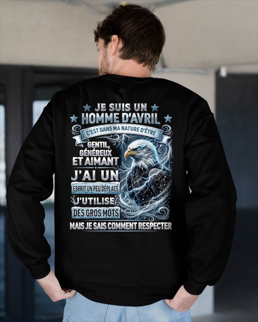 AVRIL – ESPRIT MALICIEUX MAIS SAIT RESPECTER - T-SHIRT ANNIVERSAIRE HOMME - IMPRESSION DTG PREMIUM - frCCDI04 (SKU2604-86-04)