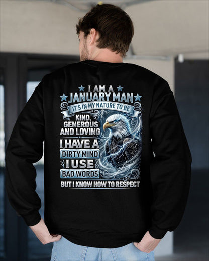 JANUARY - DIRTY MIND BUT KNOW HOW TO RESPECT - PREMIUM DTG PRINT - BIRTHDAY T-SHIRT FOR MEN - CCDI01 (SKU2604-53-01)