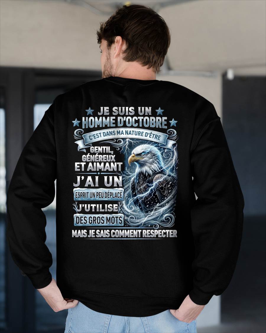 OCTOBRE – ESPRIT MALICIEUX MAIS SAIT RESPECTER - T-SHIRT ANNIVERSAIRE HOMME - IMPRESSION DTG PREMIUM - frCCDI10 (SKU2604-86-10)