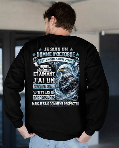 OCTOBRE – ESPRIT MALICIEUX MAIS SAIT RESPECTER - T-SHIRT ANNIVERSAIRE HOMME - IMPRESSION DTG PREMIUM - frCCDI10 (SKU2604-86-10)