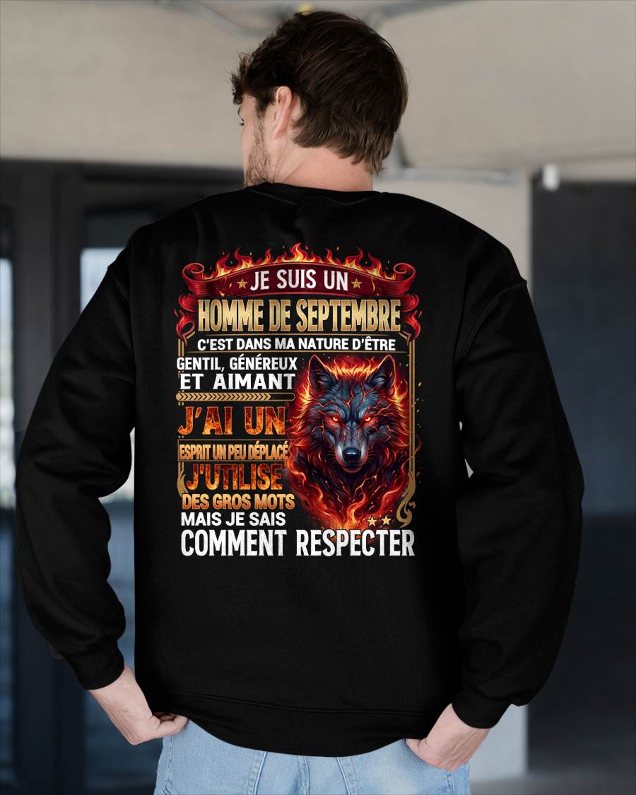 SEPTEMBRE – ESPRIT MALICIEUX MAIS SAIT RESPECTER - T-SHIRT ANNIVERSAIRE HOMME - IMPRESSION DTG PREMIUM - frCCDI09 (SKU2604-87-09)