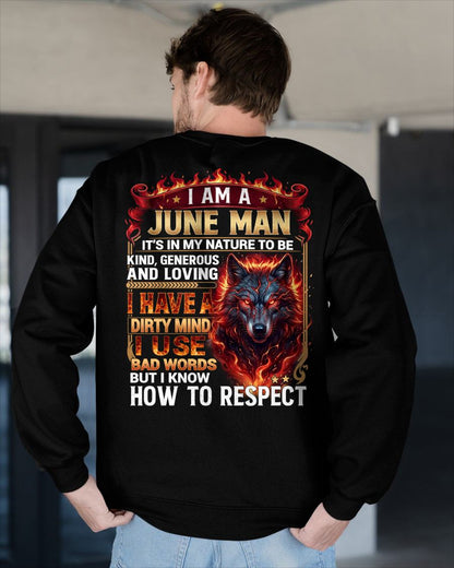 JUNE - DIRTY MIND BUT KNOW HOW TO RESPECT - PREMIUM DTG PRINT - BIRTHDAY T-SHIRT FOR MEN - CCDI06 (SKU2604-51-06)