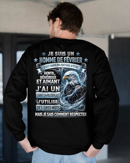 FÉVRIER – ESPRIT MALICIEUX MAIS SAIT RESPECTER - T-SHIRT ANNIVERSAIRE HOMME - IMPRESSION DTG PREMIUM - frCCDI02 (SKU2604-86-02)