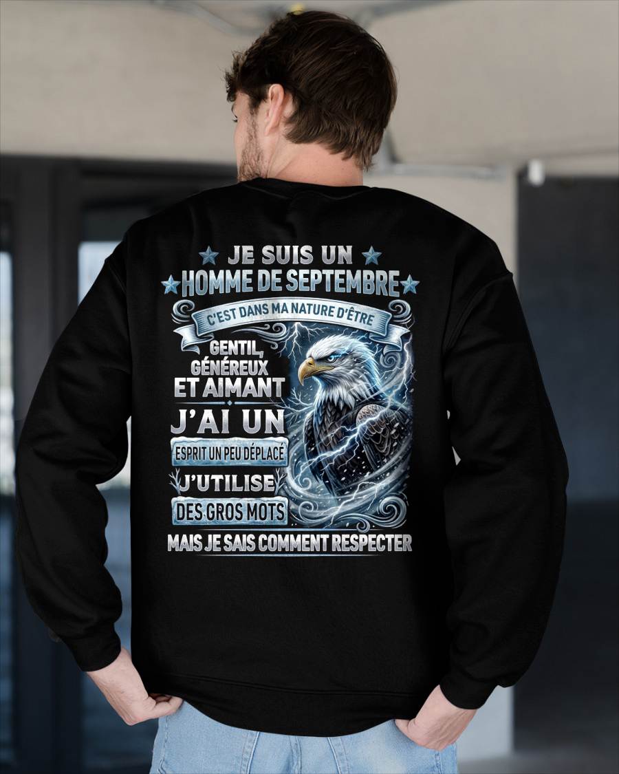 SEPTEMBRE – ESPRIT MALICIEUX MAIS SAIT RESPECTER - T-SHIRT ANNIVERSAIRE HOMME - IMPRESSION DTG PREMIUM - frCCDI09 (SKU2604-86-09)