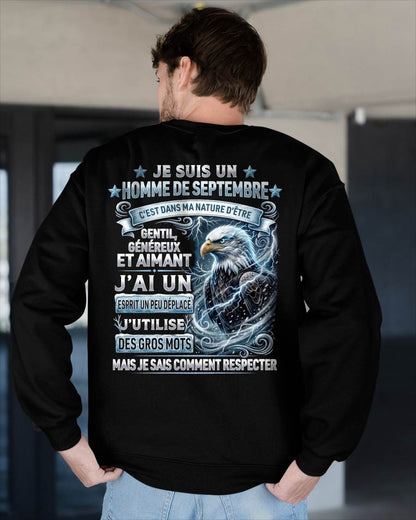 SEPTEMBRE – ESPRIT MALICIEUX MAIS SAIT RESPECTER - T-SHIRT ANNIVERSAIRE HOMME - IMPRESSION DTG PREMIUM - frCCDI09 (SKU2604-86-09)