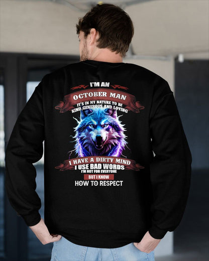 OCTOBER - KNOW HOW TO RESPECT - BIRTHDAY T-SHIRT FOR MEN - MALE / CCDI10 (SKU12-312-10)