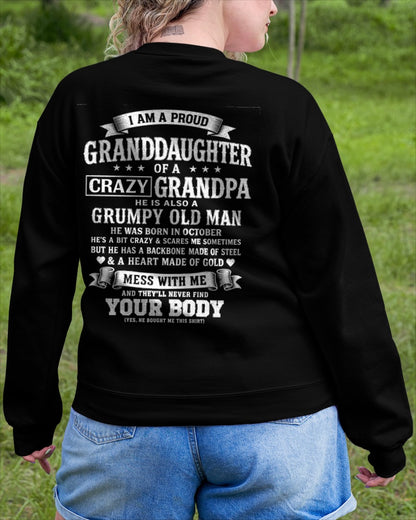 ccdi10 - I AM A PROUD GRANDDAUGHTER OF A CRAZY GRANDPA - Birthday Gift From October Grandpa - (SKU2606-67-10)