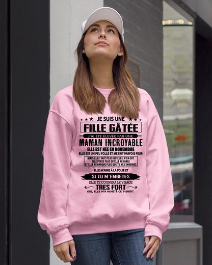 NOVEMBRE - T-SHIRT JE SUIS UNE FILLE CHANCEUSE – CADEAU TOUCHANT DE MAMAN INCROYABLE - fr11 / ccdi11 (SKU26T-0190-11)