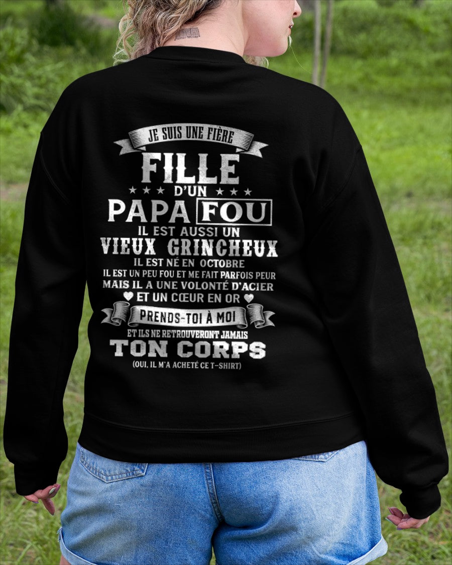 FR10 - JE SUIS UNE FIÈRE FILLE D’UN PAPA FOU – Cadeau D’Anniversaire D’un Papa Né En Octobre - ccdi10 (SKU2605-388-10)