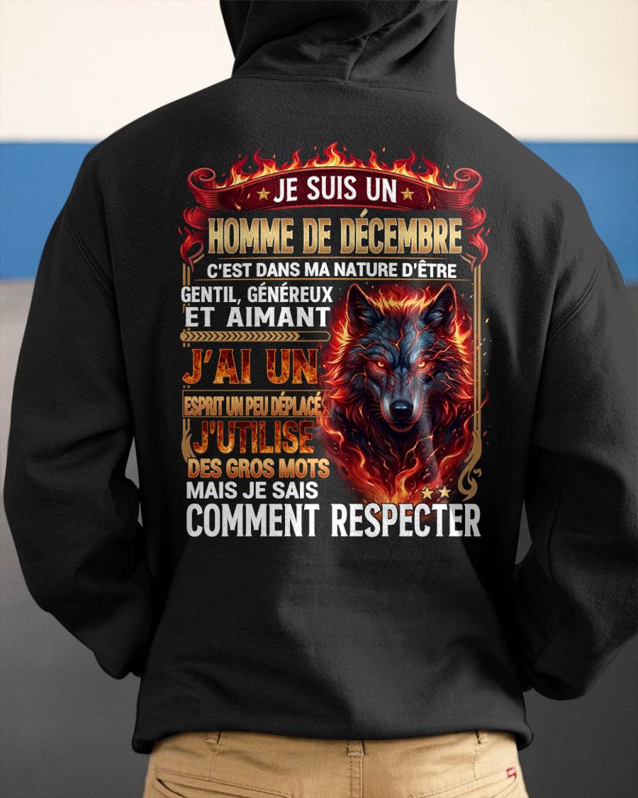 DÉCEMBRE – ESPRIT MALICIEUX MAIS SAIT RESPECTER - T-SHIRT ANNIVERSAIRE HOMME - IMPRESSION DTG PREMIUM - frCCDI12 (SKU2604-87-12)