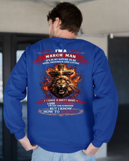 MARCH - KIND AND LOVING ARE MY NATURE - PREMIUM DTG PRINT BIRTHDAY T-SHIRT FOR MEN - MALE / CCDI03 (SKU26T-01-31-03)