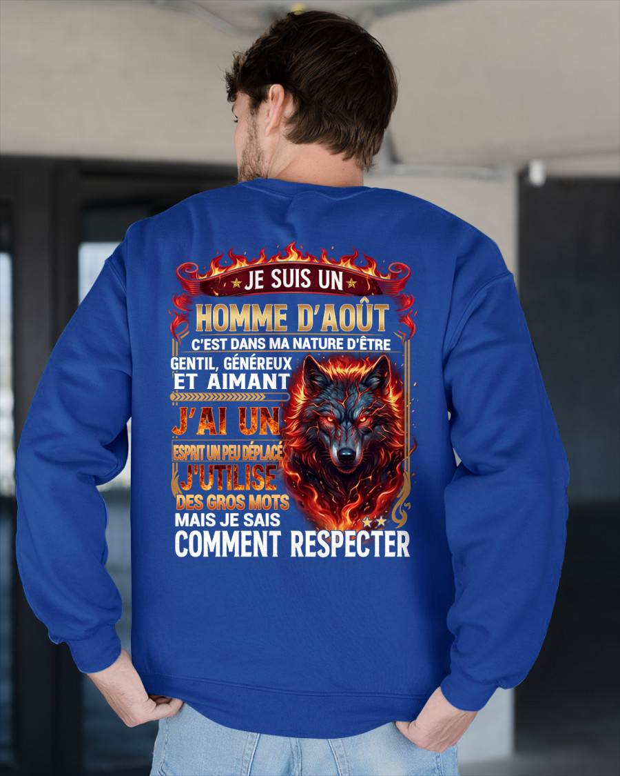 AOÛT – ESPRIT MALICIEUX MAIS SAIT RESPECTER - T-SHIRT ANNIVERSAIRE HOMME - IMPRESSION DTG PREMIUM - frCCDI08 (SKU2604-87-08)