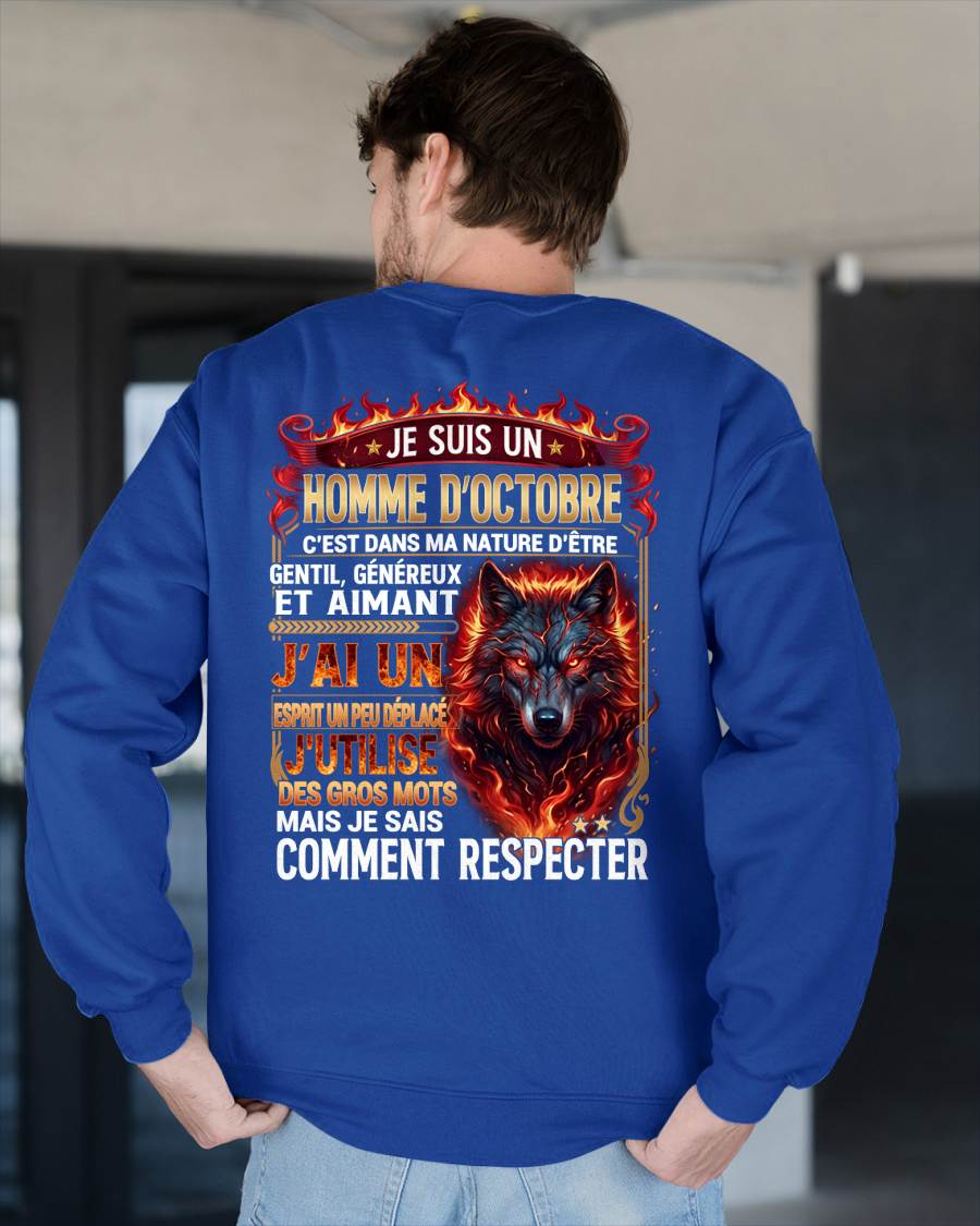 OCTOBRE – ESPRIT MALICIEUX MAIS SAIT RESPECTER - T-SHIRT ANNIVERSAIRE HOMME - IMPRESSION DTG PREMIUM - frCCDI10 (SKU2604-87-10)
