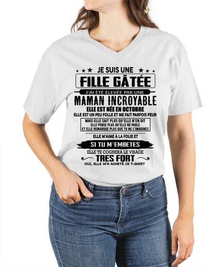 OCTOBRE - T-SHIRT JE SUIS UNE FILLE CHANCEUSE – CADEAU TOUCHANT DE MAMAN INCROYABLE - fr10 / ccdi10 (SKU26T-0190-10)