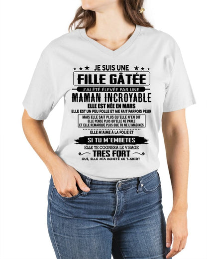 MARS - T-SHIRT JE SUIS UNE FILLE CHANCEUSE – CADEAU TOUCHANT DE MAMAN INCROYABLE - fr03 / ccdi03 (SKU26T-0190-03)