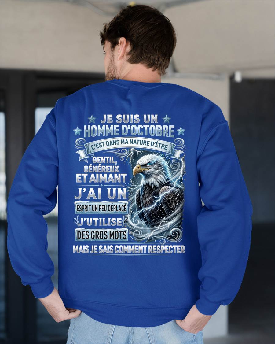 OCTOBRE – ESPRIT MALICIEUX MAIS SAIT RESPECTER - T-SHIRT ANNIVERSAIRE HOMME - IMPRESSION DTG PREMIUM - frCCDI10 (SKU2604-86-10)