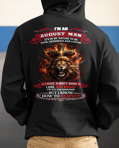 AUGUST - KIND AND LOVING ARE MY NATURE - PREMIUM DTG PRINT BIRTHDAY T-SHIRT FOR MEN - MALE / CCDI08 (SKU26T-01-31-08)
