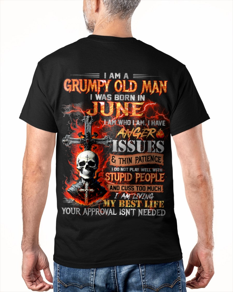 JUNE - GRUMPY OLD MAN T-SHIRT - FUNNY SKULL ANGER ISSUES TEE - PERFECT GIFT FOR MEN ccdi06 / male (SKU12-319-06)