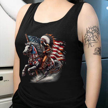 Native American T-Shirts, Vintage Native American Unisex T-Shirt/Hoodie/Sweatshirt HLT00 - Native American Day Flag Indian Riding Horse 4th of July T-Shirt (3)