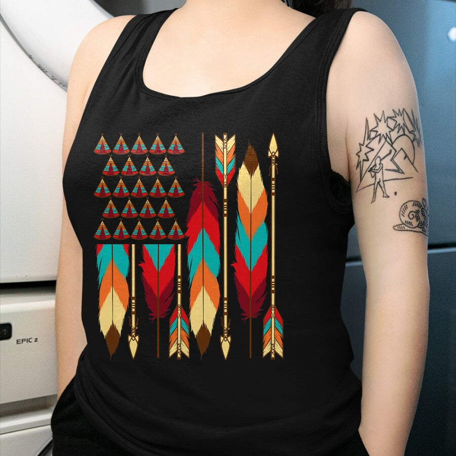 Native American T-Shirts, Vintage Native American Unisex T-Shirt/Hoodie/Sweatshirt HLT00 - Native American Flag - Pride Month Indigenous People Veteran T-Shirt