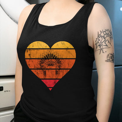 Native American T-Shirts, Vintage Native American Unisex T-Shirt/Hoodie/Sweatshirt HLT00 - Native American Retro Vintage Heart Sunset Native American T-Shirt