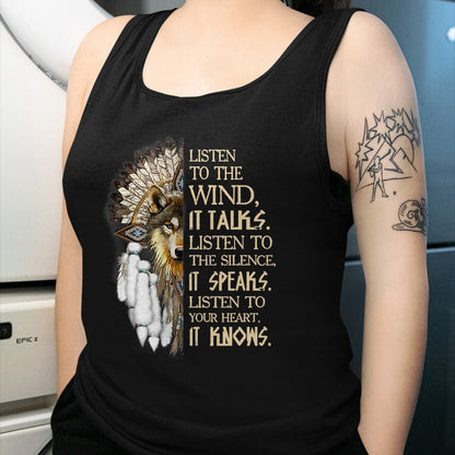 Native American T-Shirts, Vintage Native American Unisex T-Shirt/Hoodie/Sweatshirt HLT00 - Listen to the wind Eagle native american T-Shirt