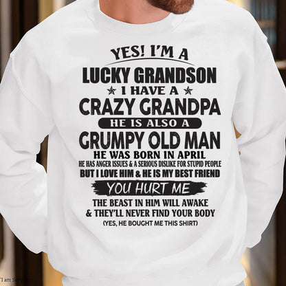 APRIL - LUCKY GRANDSON OF CRAZY GRANDPA -  PERFECT GIFT FROM GRANDPA - ccdi04 (SKU12-145-04)