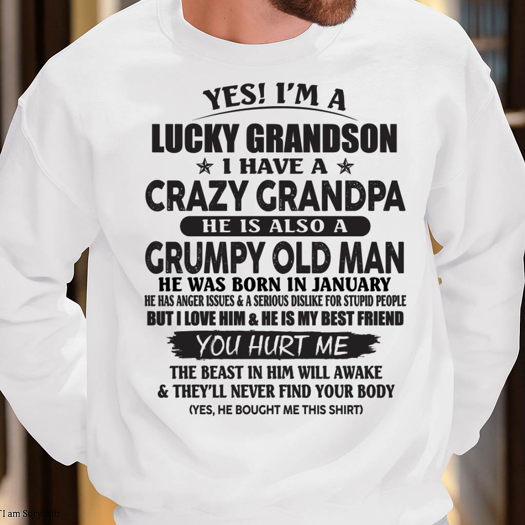 JANUARY - LUCKY GRANDSON OF CRAZY GRANDPA -  PERFECT GIFT FROM GRANDPA - ccdi01 (SKU12-145-01)