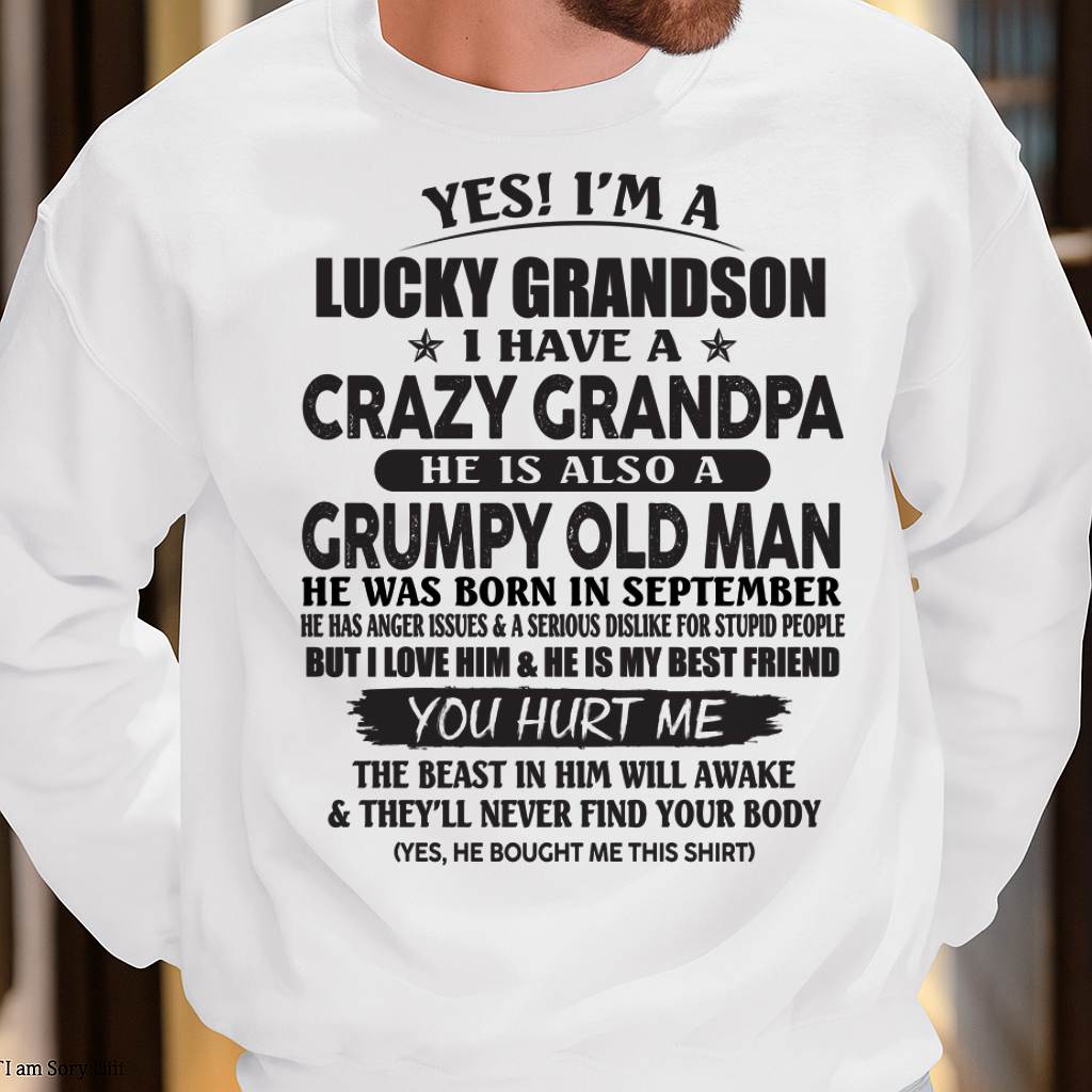 SEPTEMBER - LUCKY GRANDSON OF CRAZY GRANDPA -  PERFECT GIFT FROM GRANDPA - ccdi09 (SKU12-145-09)