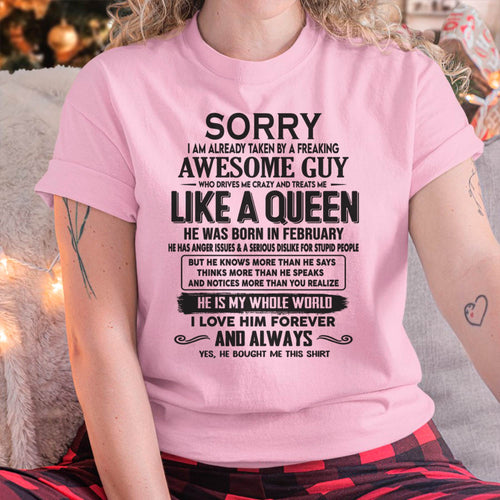 February - Sorry I am already taken by a freaking awesome guy - Gift for Wife From Husband - CCDI02 (SKU08-25-02)