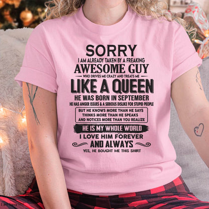 September - Sorry I am already taken by a freaking awesome guy - Gift for Wife From Husband - CCDI09 (SKU08-25-09)