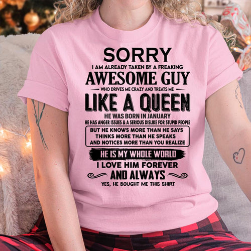 January - Sorry I am already taken by a freaking awesome guy - Gift for Wife From Husband - CCDI01 (SKU-SRG-01)