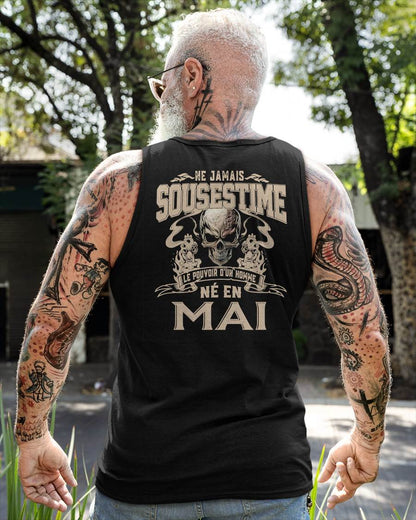 Ne Jamais Sous-estimer le Pouvoir d’un Homme Né en Mai – T-Shirt Homme Crâne Rebelle - male fr05 / CCDI05 (SKU26T-01159-05)