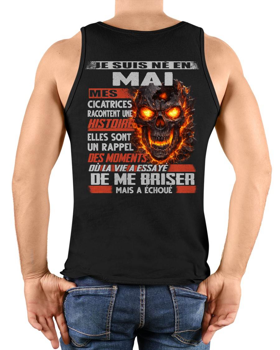 Je Suis Né en Mai – Mes Cicatrices Racontent Une Histoire | T-Shirt Homme Fort - male fr05 / CCDI05 (SKU26T-01175-05)