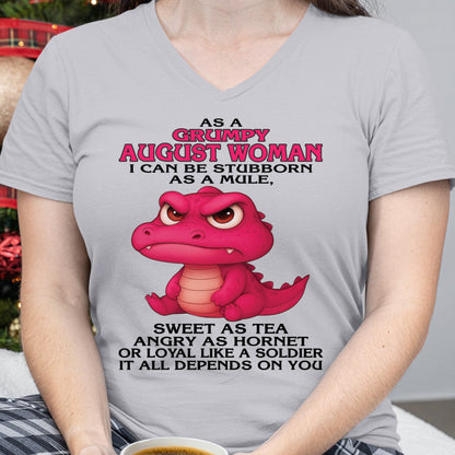 Born in August – Grumpy Woman Quote Funny Alligator Design, Stubborn Sweet Angry Loyal – FMA ccdi08 (SKU09-31-08)