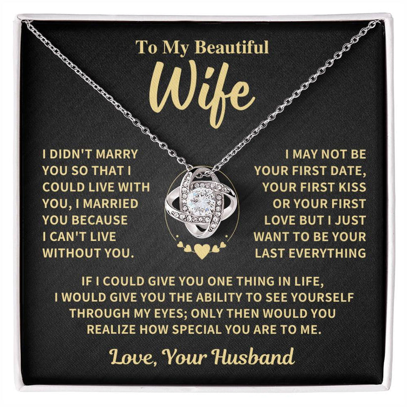 TO MY WIFE FROM HUSBAND NECKLACE - Premium Love Knot Necklace (SKUJ06-89)