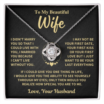 TO MY WIFE FROM HUSBAND NECKLACE - Premium Love Knot Necklace (SKUJ06-89)