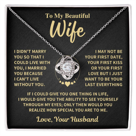 TO MY WIFE FROM HUSBAND NECKLACE - Premium Love Knot Necklace (SKUJ06-89)