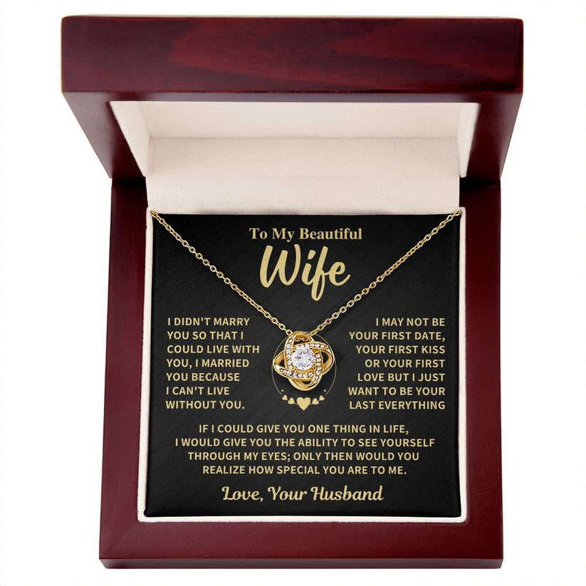 TO MY WIFE FROM HUSBAND NECKLACE - Premium Love Knot Necklace (SKUJ06-89)